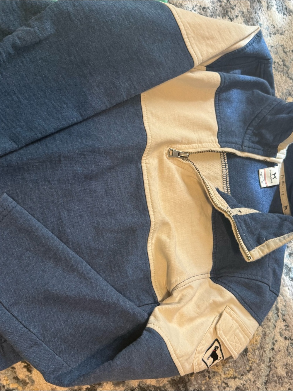 The Black Dog Boys' Navy and Tan Quarter-Zip Hoodie